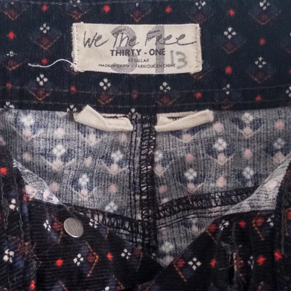 We The Free Navy Corduroy Mini Button-Front Skirt Size 31
